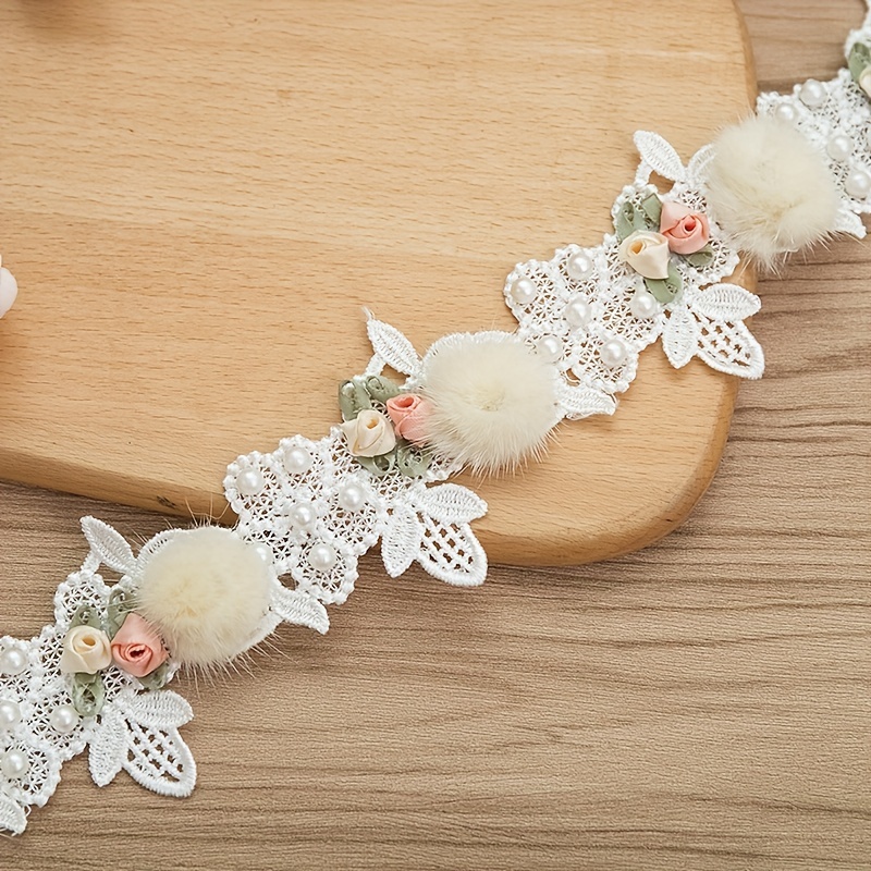 Daisy Lace Trim Creative Embroidered Daisy Lace Fabric 3D Small Yellow  Flowers Lace Ribbon DIY Dress Collar Hats Headwear Sewing Trimming Decor(A)