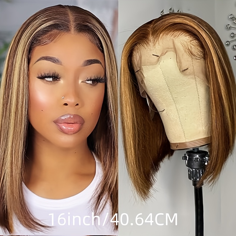 Ombre Highlight Bob Wig 13x4 Lace Front P4 27 Brown Colored Temu