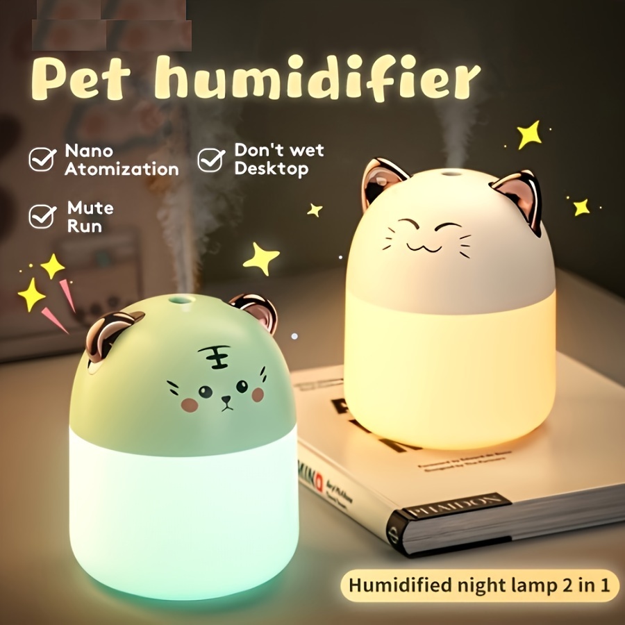 loopsun Humidifier Mini USB Cartoon Cute Pet Office Desktop Rehydration  Aromatherapy Portable Air Purifier Night Light Aromatherapy Diffuser