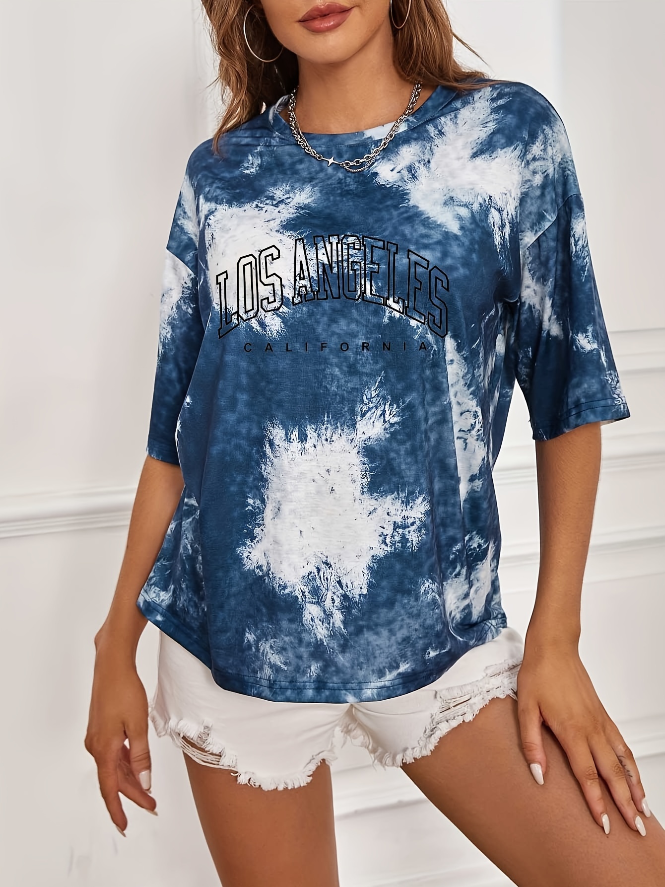 Tie Dye Letter Graphic Tee Casual Loose Crew Neck T shirts - Temu