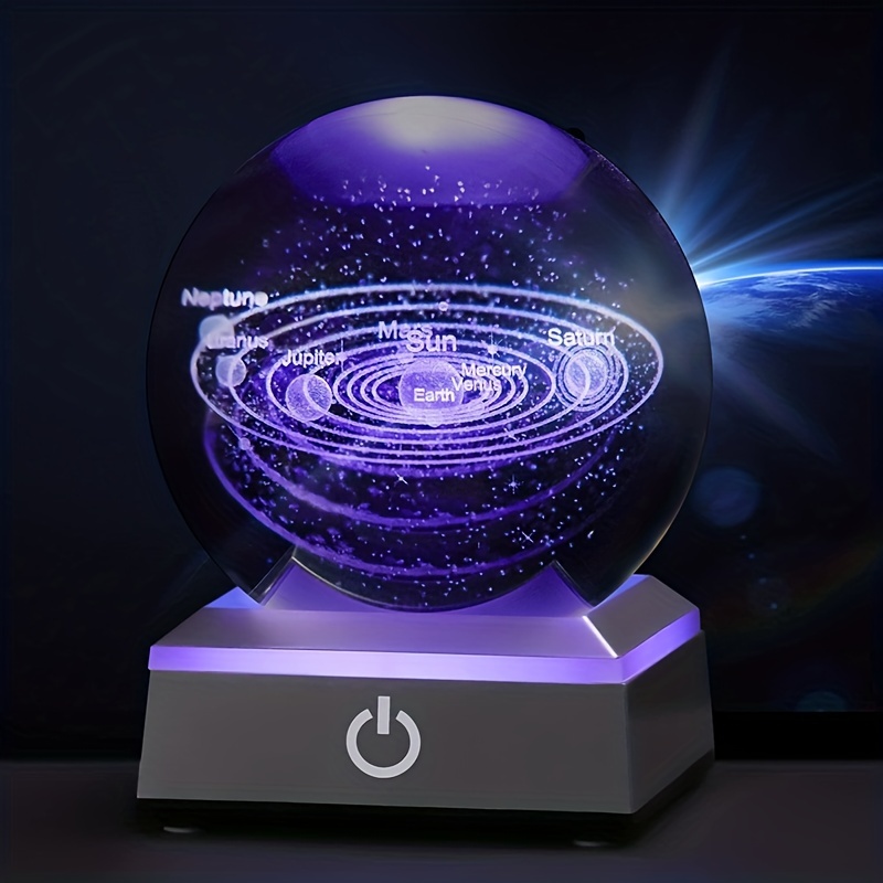Lámpara Bola Cristal K9 Sistema Solar 3d .holográfica Base - Temu Chile