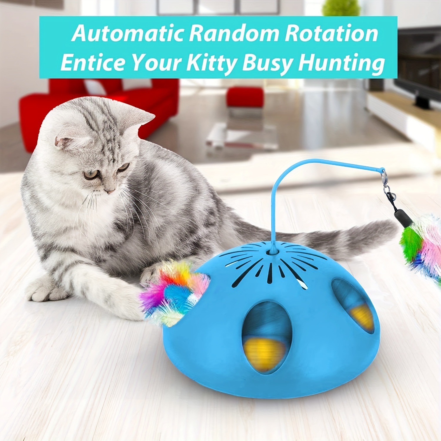 Two Speed Modes For Cat Toys, Three In One Automatic Interactive Cat Toys,  Suitable For Indoor Cats With Feathers And Bell Balls, Electronic Cat *