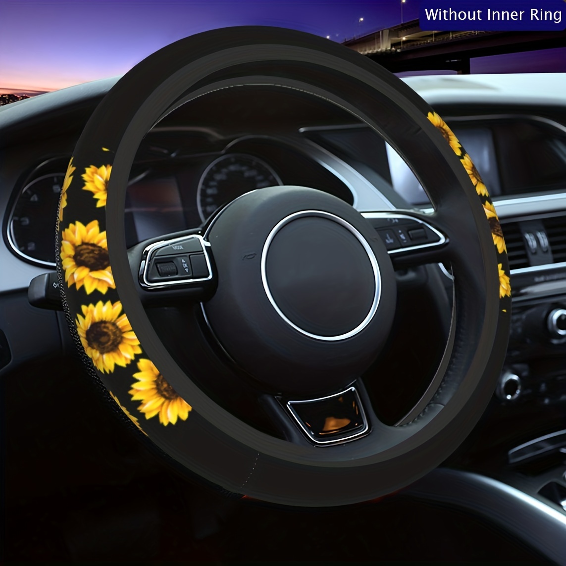 

Sunflower Car Steering Wheel Cover - Universal 15 Inch Anti-slip Car Steering Wheel Protector Cover, Car Interior Accessories Decoration