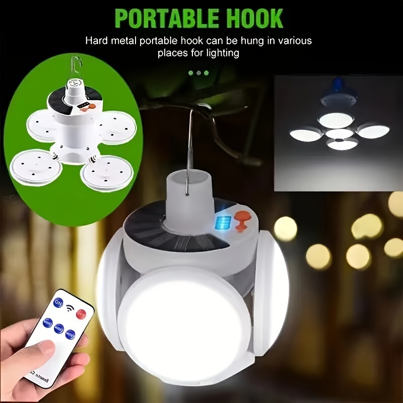 Camping Lantern USB Rechargeable Solar Camp Light Remote Control Camping  Light for Tents Hiking Camping 