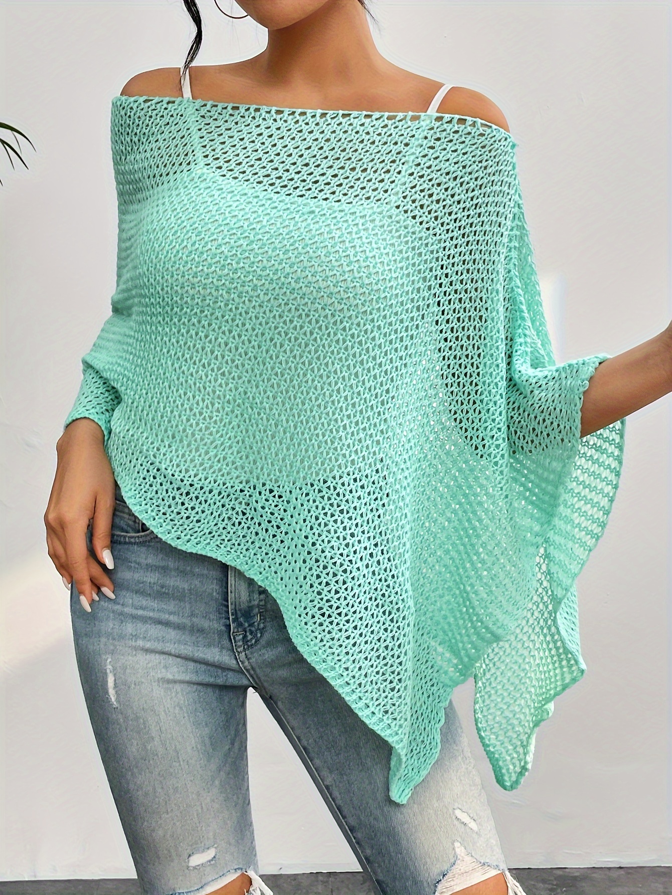 Green Off Shoulder Jumper Temu