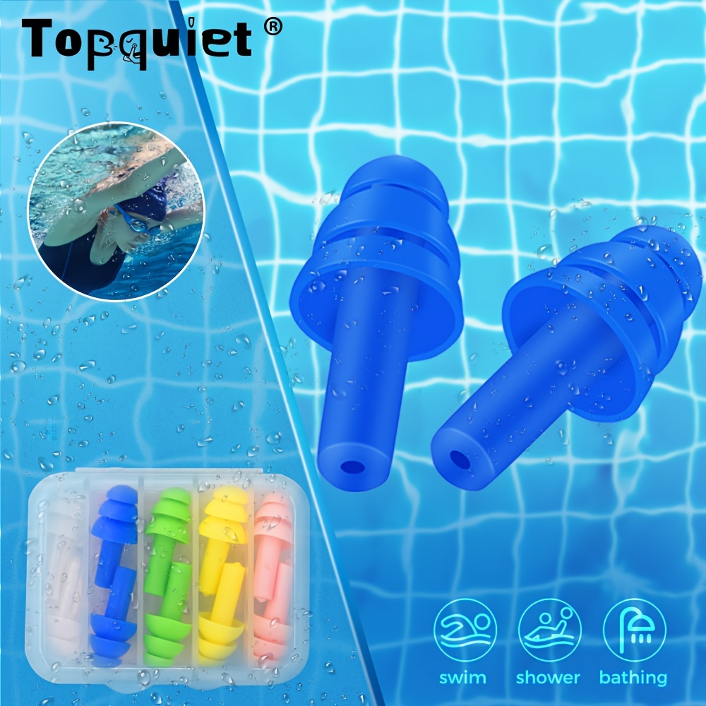 Bouchons d'oreille pour dormir, 16 bouchons d'oreille antibruit mouillables  en silicone réutilisables pour la plage de tir, les nageurs, le