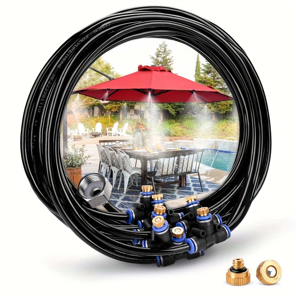 

Stay Cool And Comfortable With This 1 Set Misting Cooling System - Perfect For Patios, Gardens, Trampolines, And Waterparks!