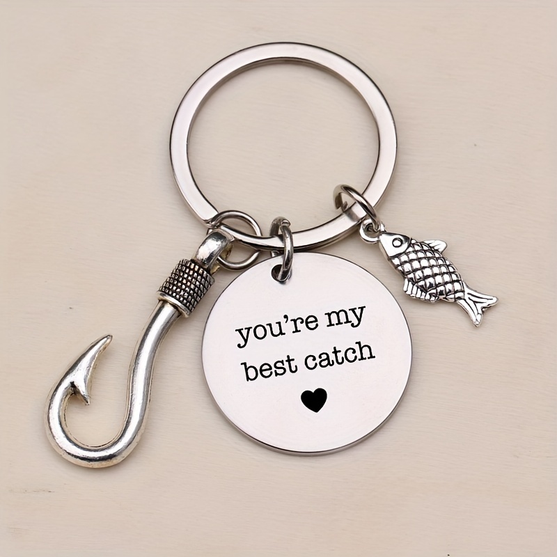 Silver Fish Keychain - You Are A Great Catch; Couples Keychain