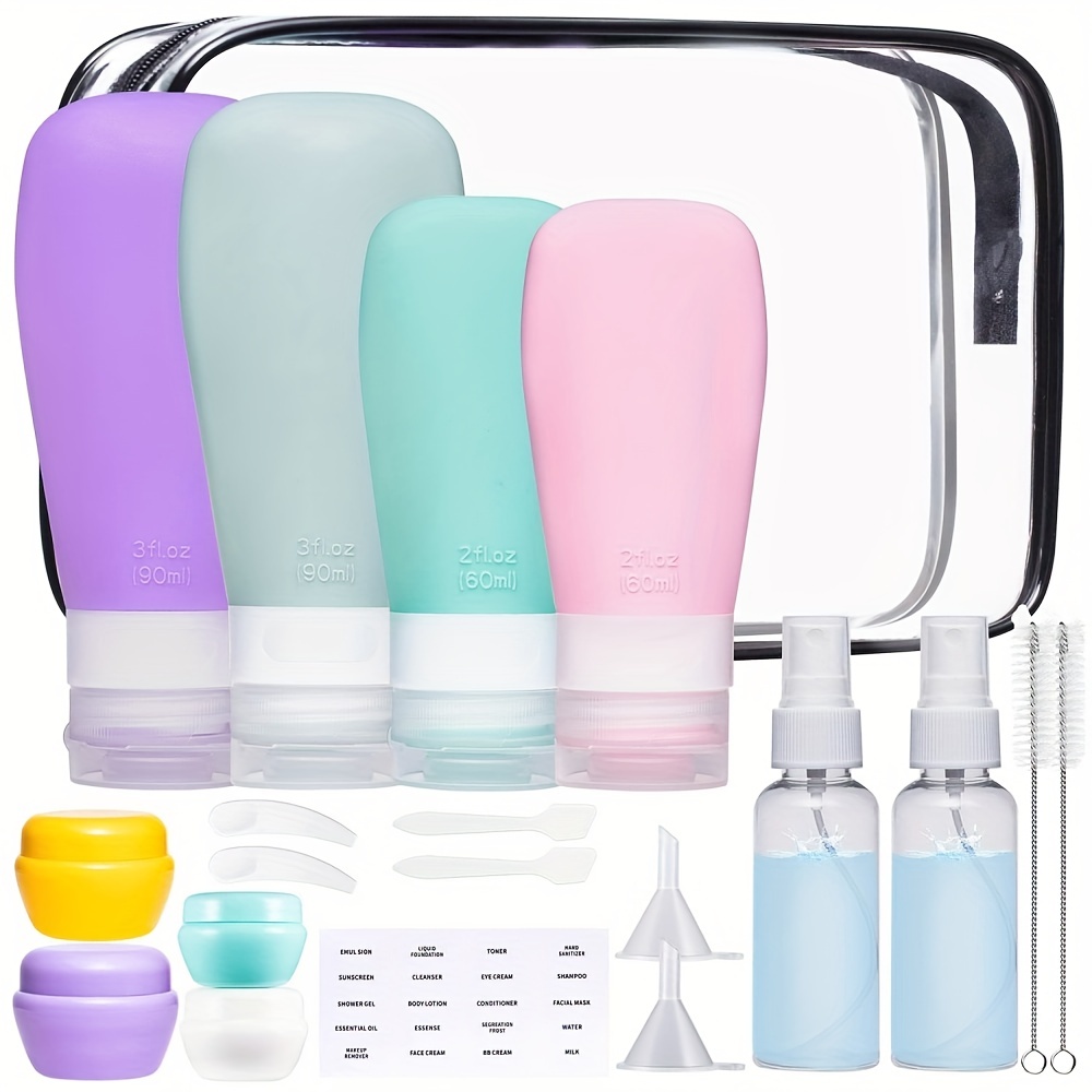 20Pcs Silicone Travel Bottles for Toiletries Kit, 3 Oz Tsa Approved Travel  Toiletry Containers Leak Proof, Travel Size Bottles Shampoo and