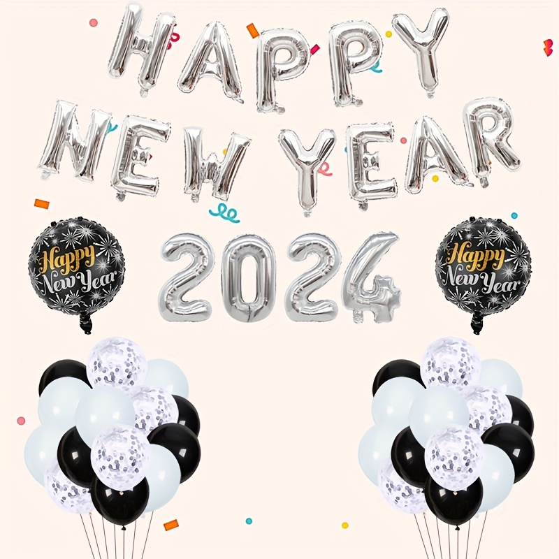 Decoration Nouvel An 2024,Kit De Ballon 2024 Deco,Fete Nouvelle Année Noir  Or Ballon Confettis,2024 Ballon Numéros Géant Num[n2903]