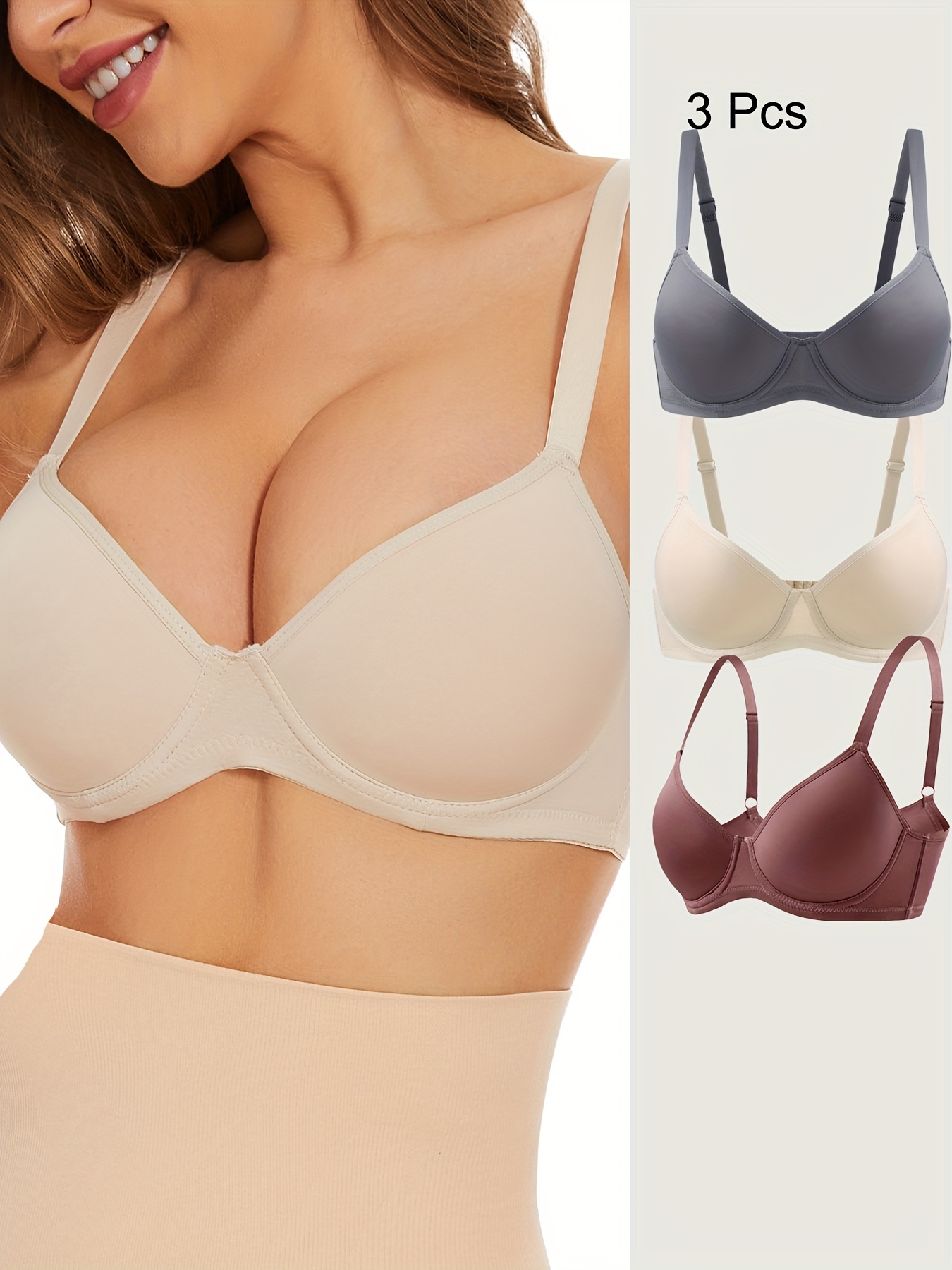 Simple Solid Push Bras Comfy Breathable Everyday T shirt Bra