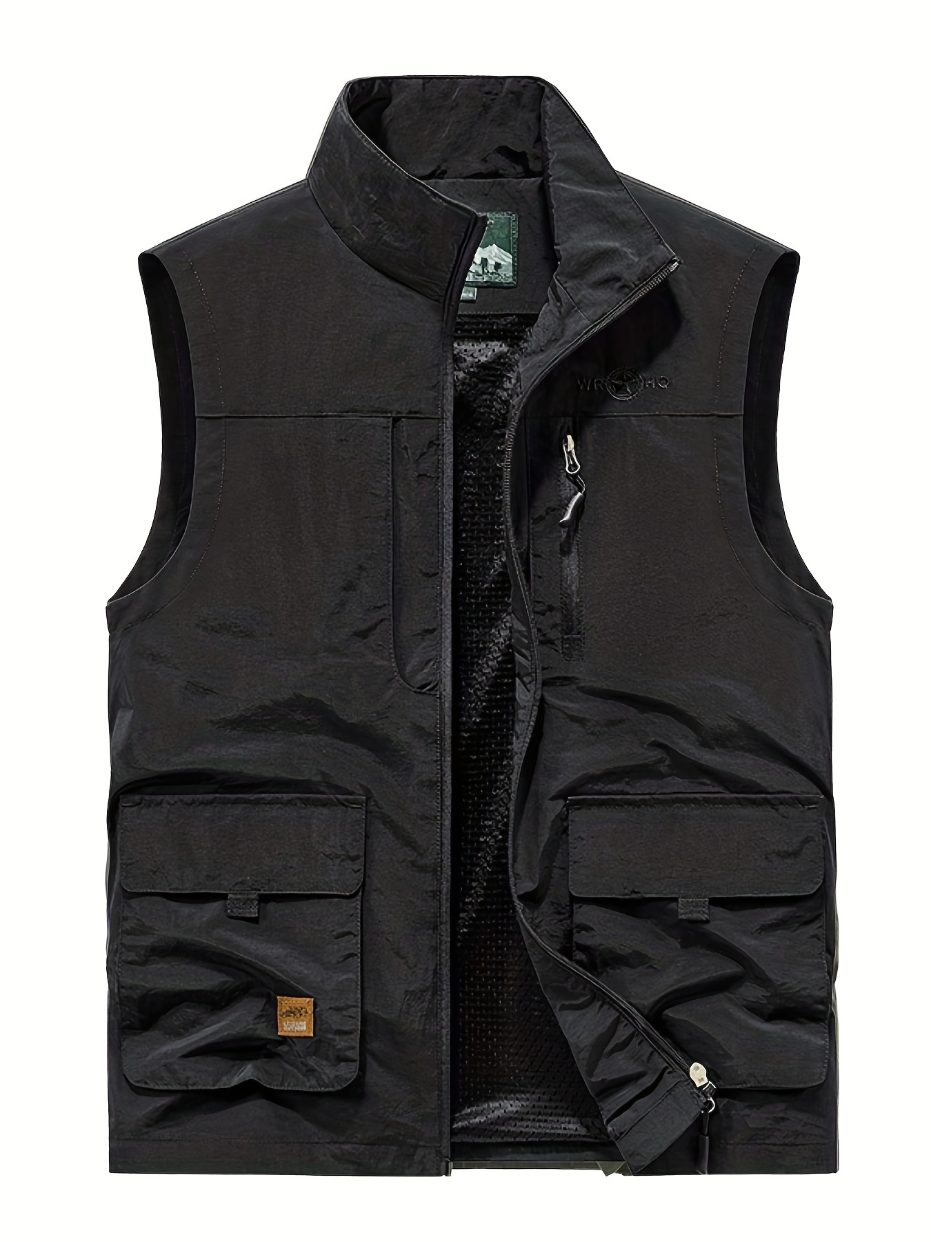 Zipper Pockets Cargo Vest Men's Casual Outwear Stand Collar - Temu