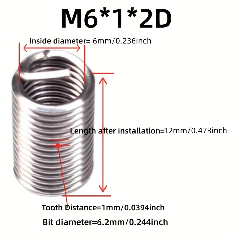 TEMU 10 Stk./20 Stk./50 Stk. M3 M4 M5 M6 M8 M10 M12 Edelstahl Drahtgewinde Einschlag Schraubenhülse Gewinde Reparatur Gewindehülse