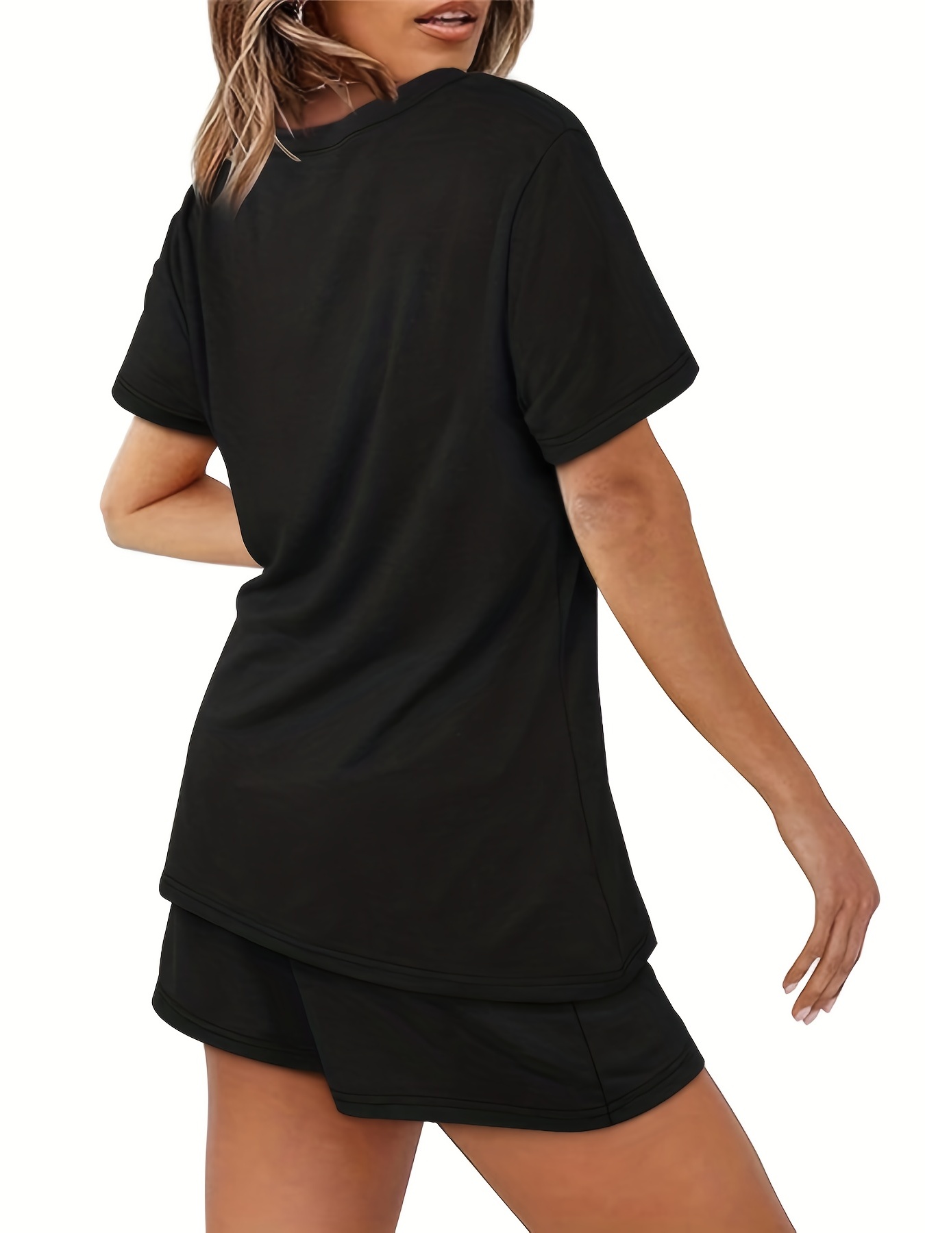 Casual Two Piece Set Short Sleeve T Shirt & Drawstring Shorts