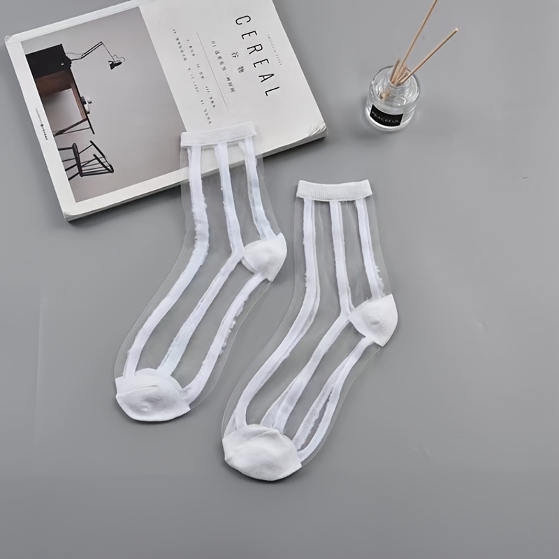 Ultra thin Crystal Glass Socks Semi sheer Mixed Pattern - Temu