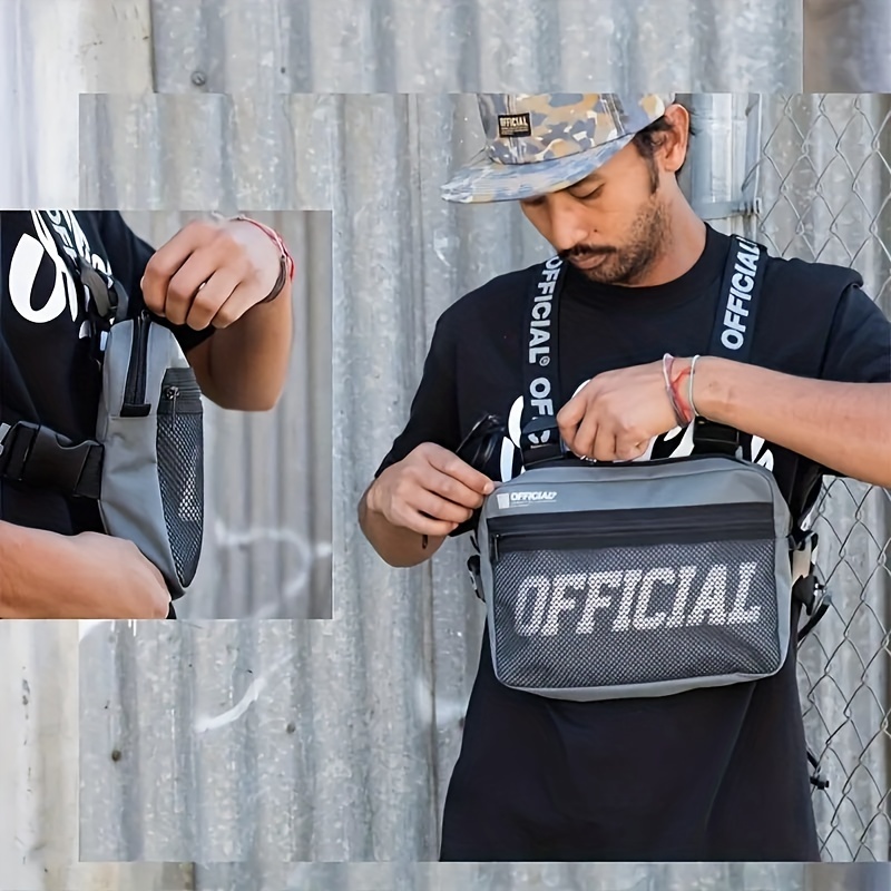 Sac de poitrine tactique fonctionnel mode balle hip-hop gilet streetwear sac  taille
