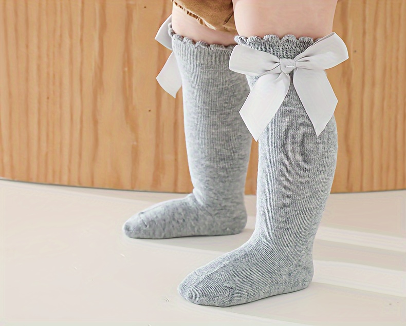  Mini Angel Calcetines altos hasta la rodilla para bebé, 5/6/8  pares de calcetines de tubo de punto, con volantes, medias largas con lazo,  C Bow-knot 6pk : Ropa, Zapatos y Joyería