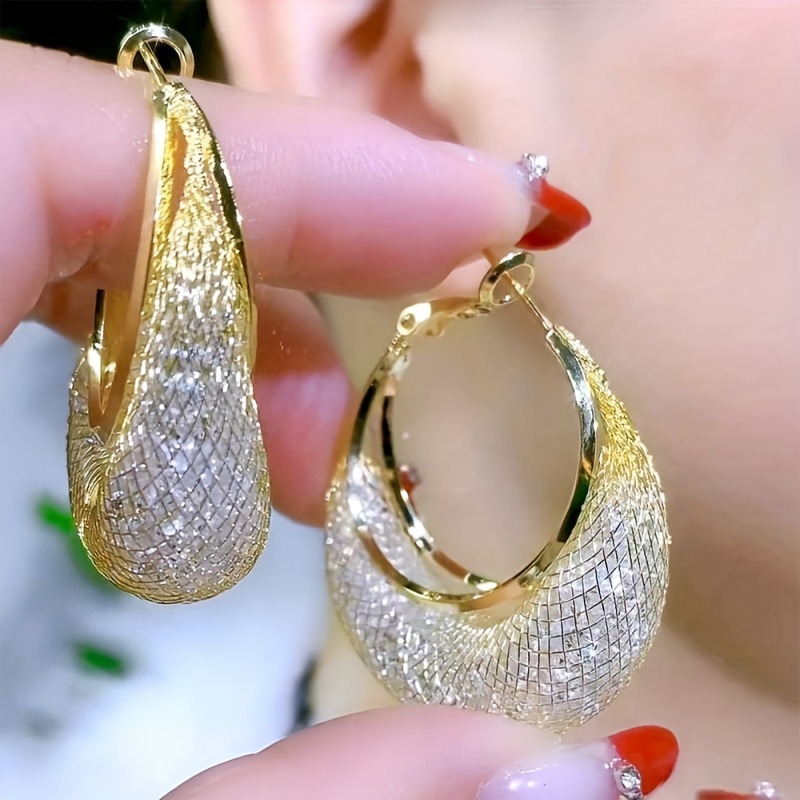 18K Gold Filled Twisted Hoop Earrings for Women Gifts Fashion