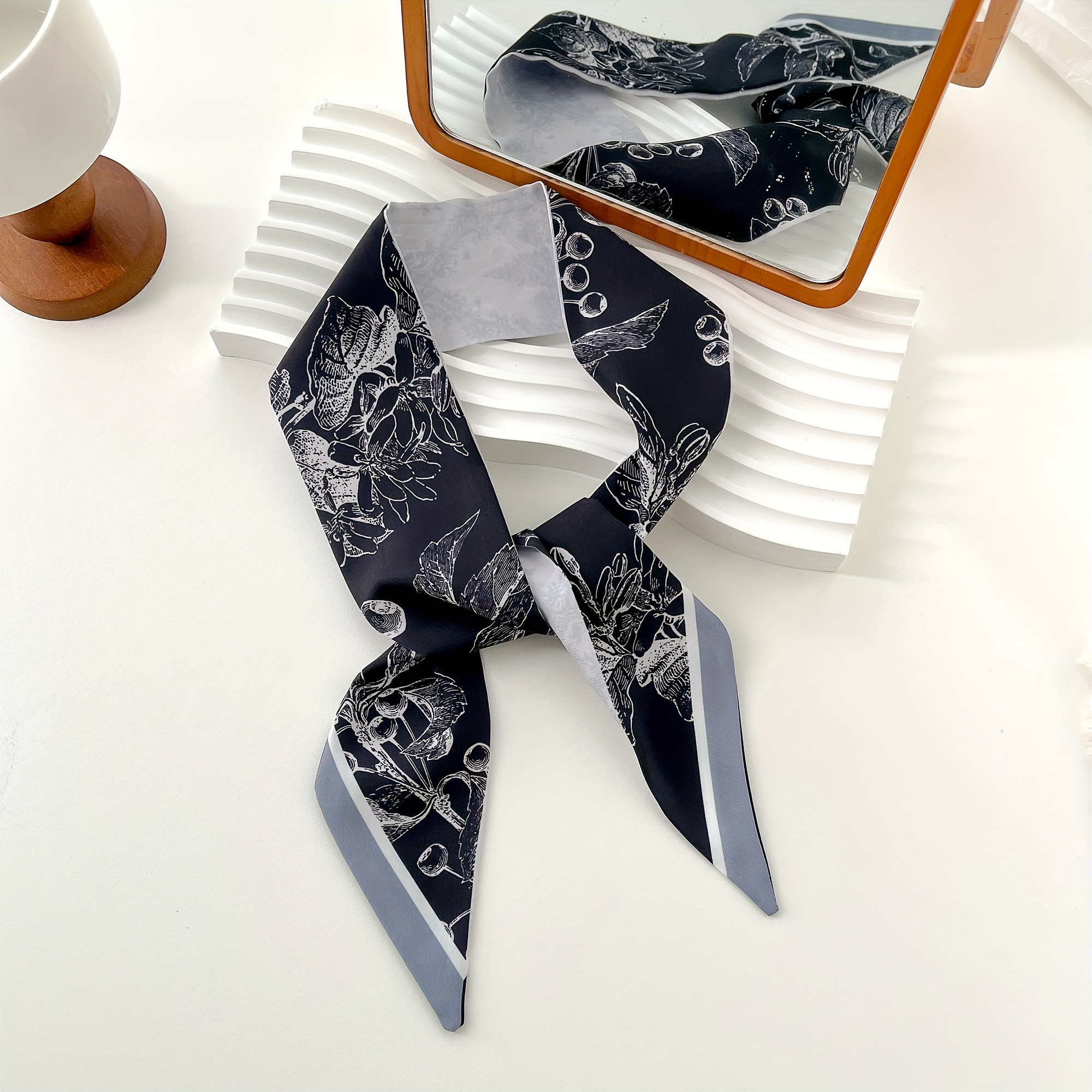 Classic Printed Skinny Scarf Neck Tie Imitation Silk Twilly Scarf Satin  Neckerchief Women's Decorative Hair Ribbon Handle Bag Wraps - Temu