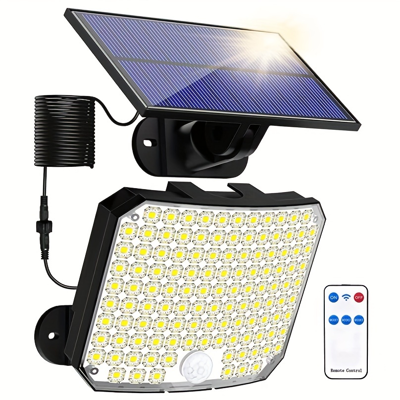 Luces solares LED para exteriores, paquete de 2 luces LED de  estacionamiento solares de control remoto de 120 luces solares inalámbricas  con sensor de