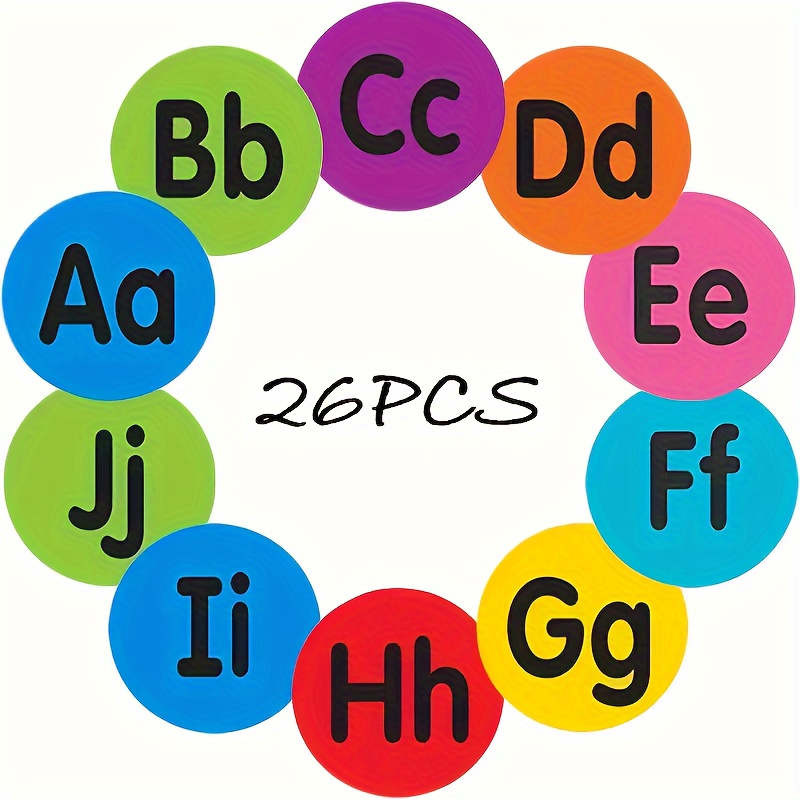 

26pcs 4"diameter Carpet Markers, Alphabet A-z Spot 8-color Floor Dots For Classroom Teachers