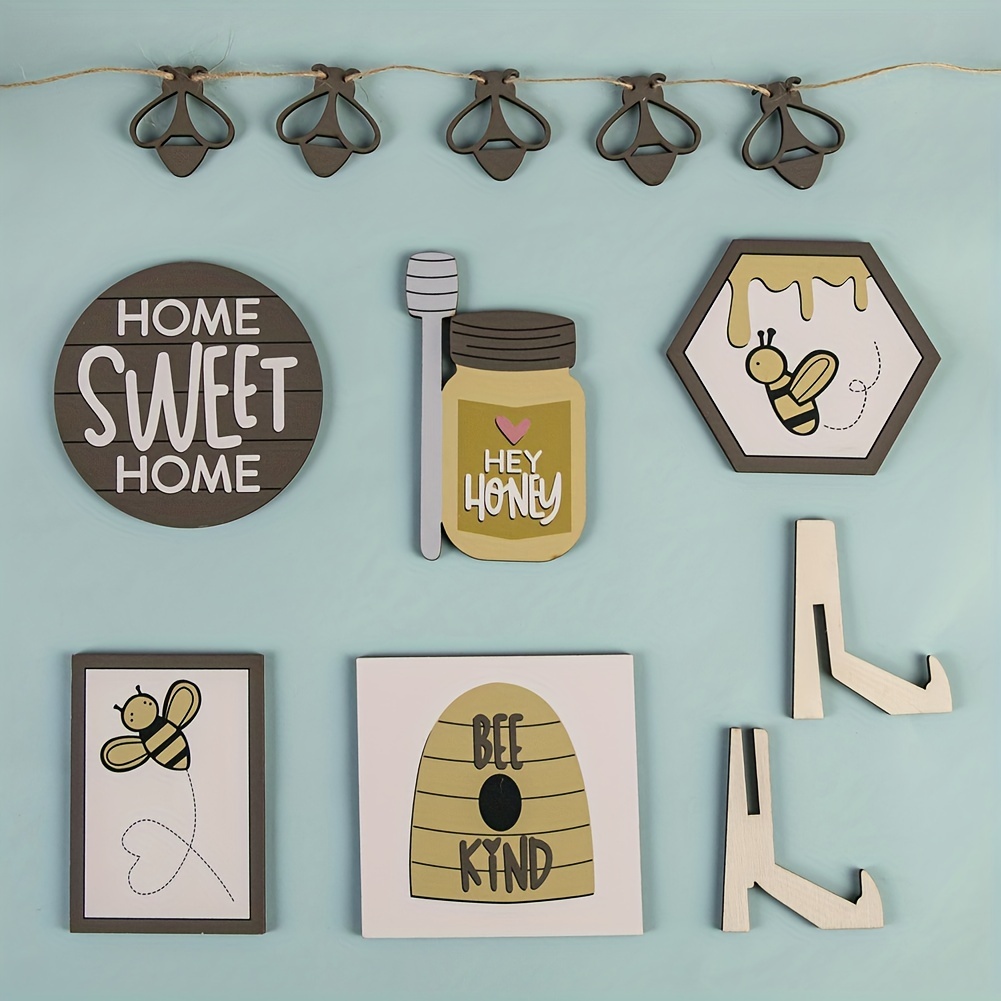 New Joy Honey Bee Layered Tray Decoration Crafts Set Party Home Desktop  Ornaments,party Summer Fall Decoration Tray Signs Vacation House Rustic  Wooden Signs Kitchen Table Shelf Decor, Signs Classic Style Tiered Tray