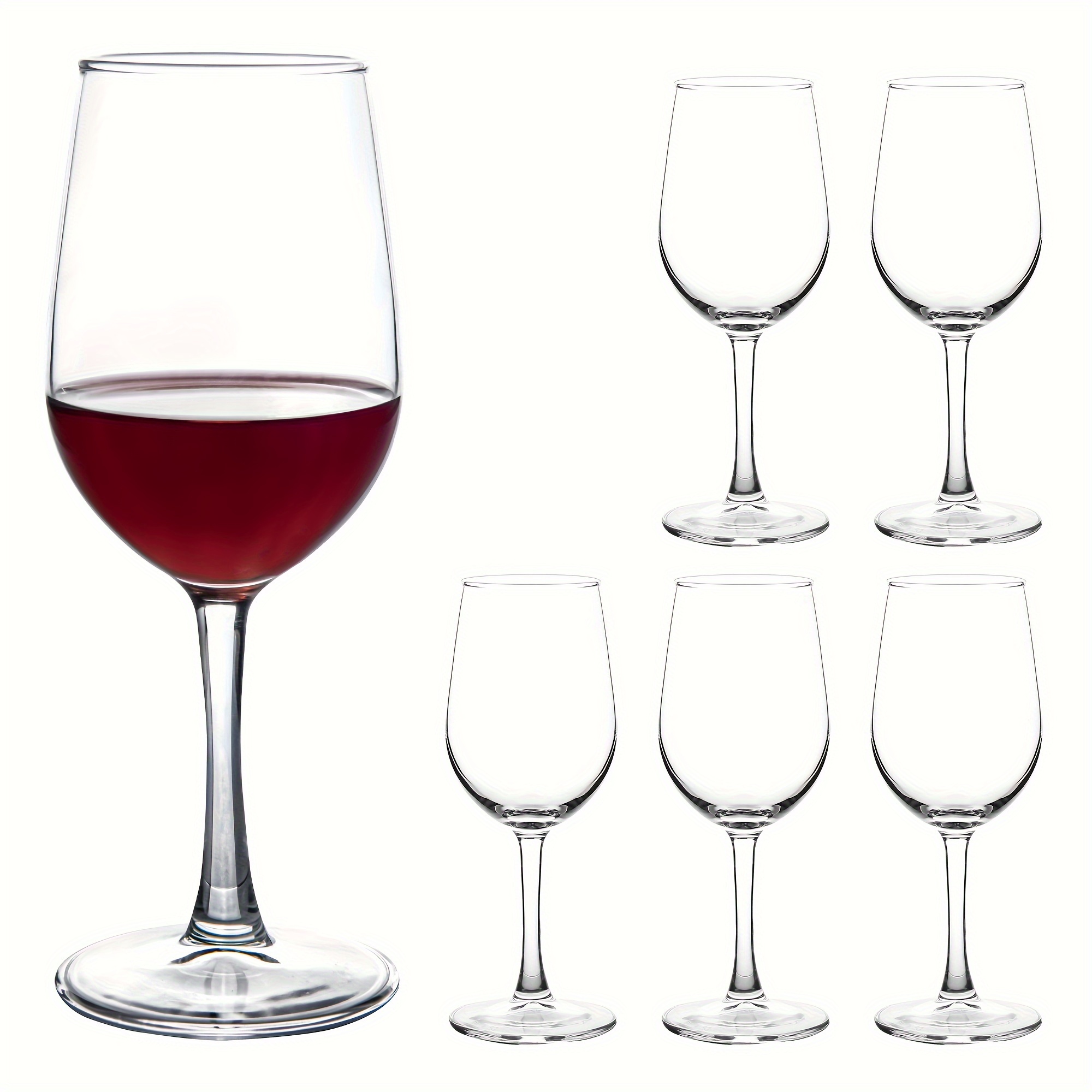 Wine Glasses Set of 6, 12oz Clear Red/White Wine Glasses, Long Stem Wine  Glasses for Party, Wedding and Home