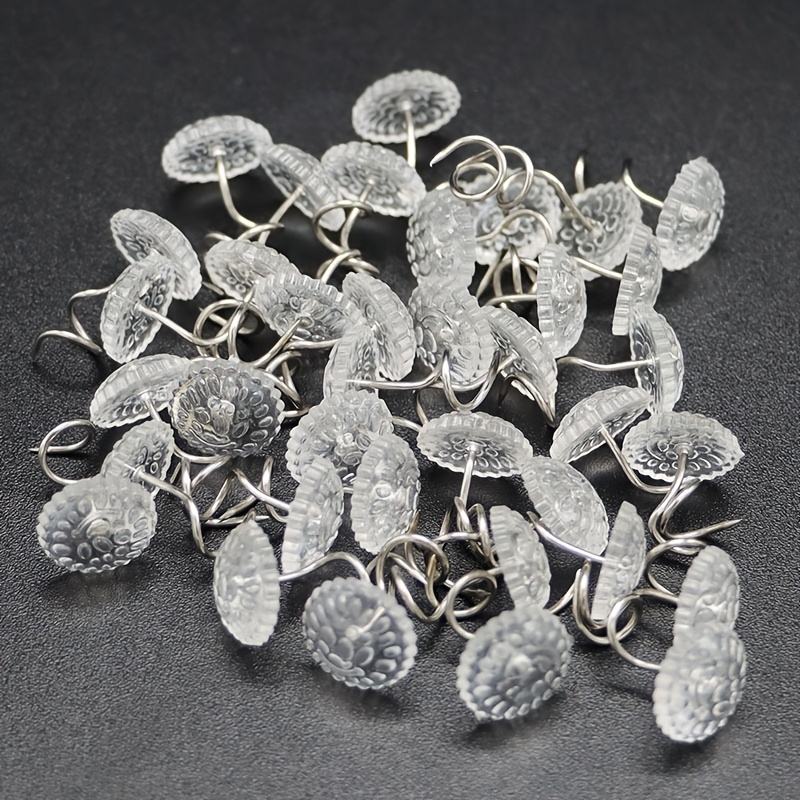 50 Pcs Upholstery Tacks Headliner Pins Clear Heads Twist Pins For  Slipcovers And Bedskirts, 0.5 Inches Bed Skirt Pins