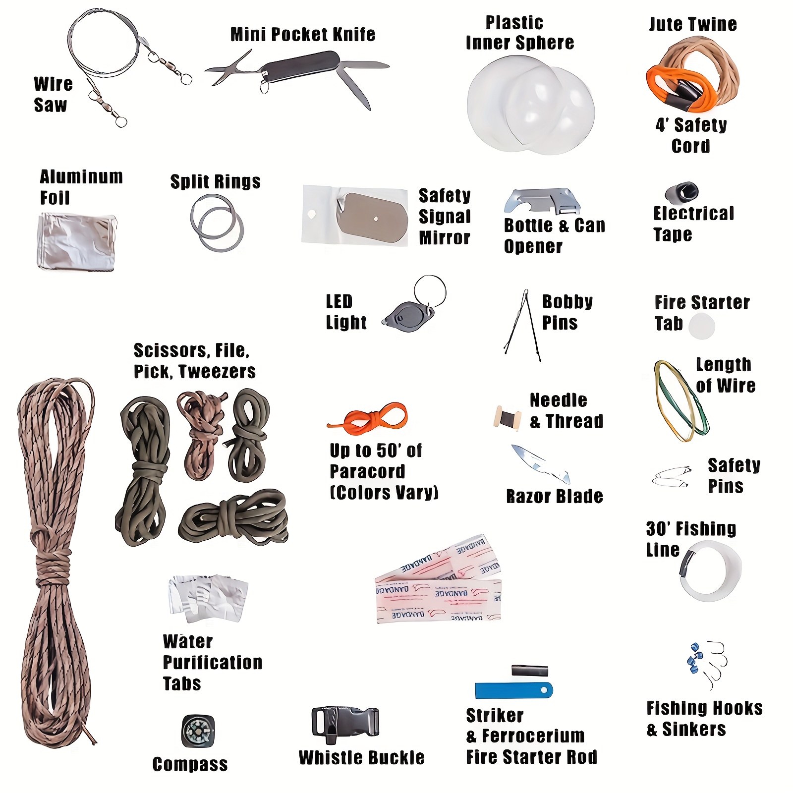 48 In 1 Emergency Tools Kit Portable Survival Gear Set For Outdoor Camping  Emergency - Sports & Outdoors - Temu