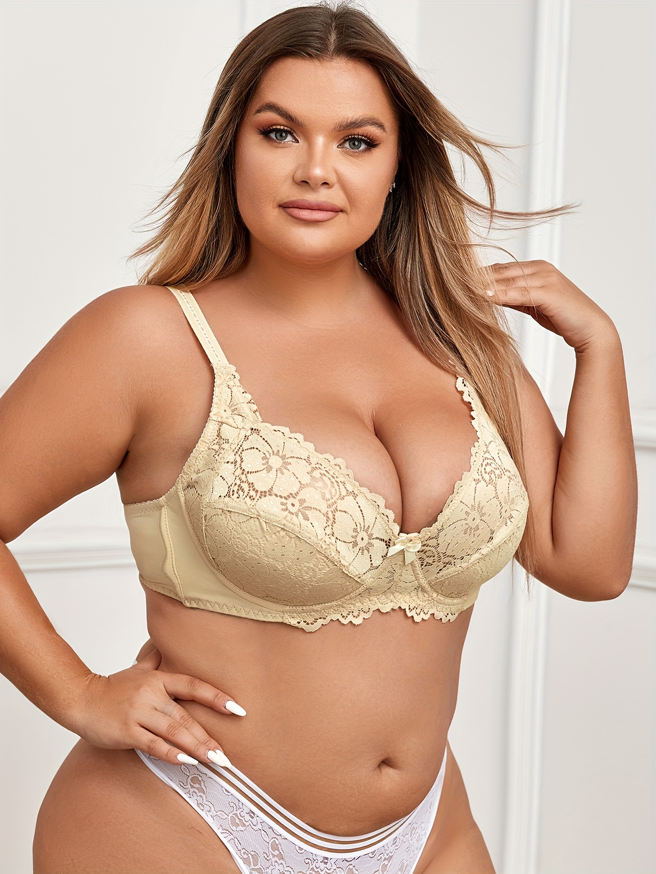 Plus Size Lace Bra Women Sexy Ultra-Thin Lingerie Full-Coverage