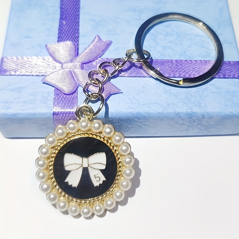 Pearl Ribbon Keychain Bow Heart Bag Charm Cute Love Key 