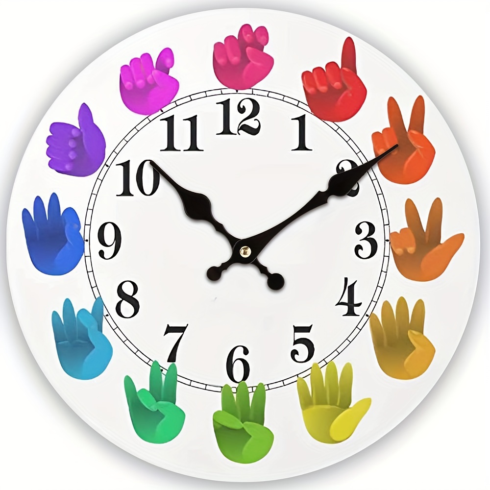 Sign Language Wall Clock Rainbow Silent Gift Farmhouse Wall Decor