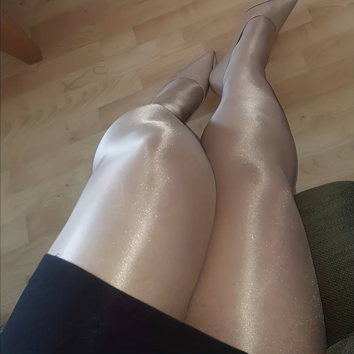 Ultra Woman Glossy Oil Silk Leggings High Waist Lingerie Long