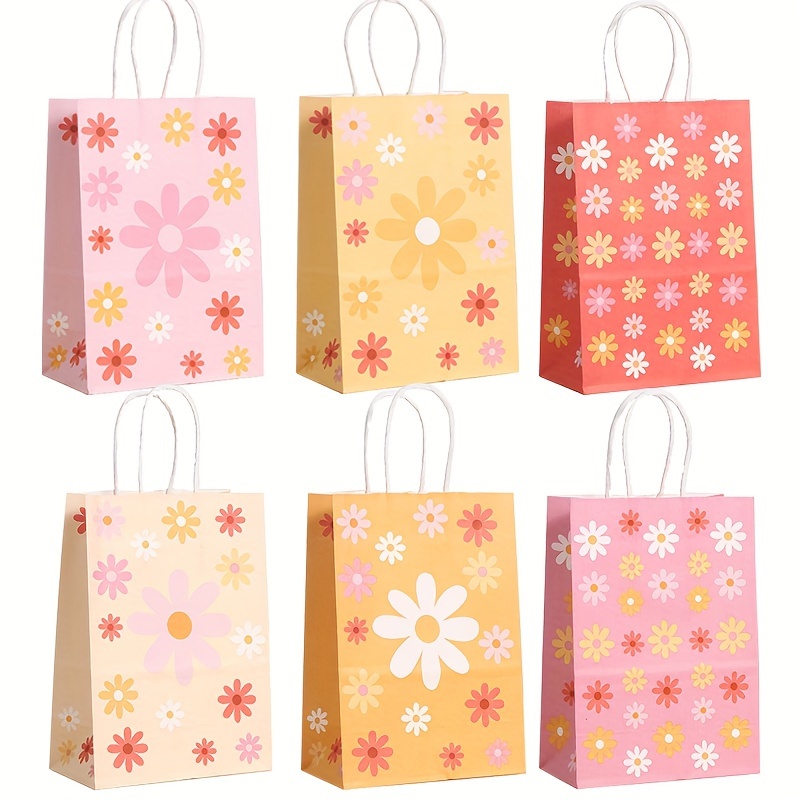 24 bolsas de papel Kraft con asas en diferentes colores para regalos,  recuerdos de fiesta (arcoíris) : Salud y Hogar 