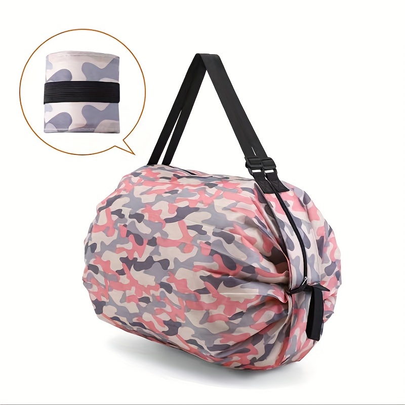 1pc foldable shopping bag canvas storage bag portable large capacity hand held one shoulder messenger grocery shopping supermarket storage bag reusable grocery bags details 5