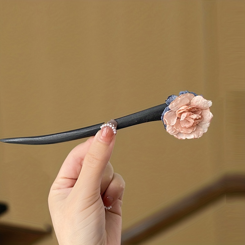 Chinese Japanese Hair Chopsticks Wooden Hair Pin Hair Sticks Flower Tassel  Women 