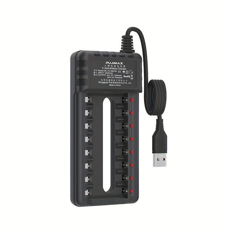 Acheter Chargeur noir à 8 emplacements pour batterie rechargeable AA/AAA 1,2  V NiMH