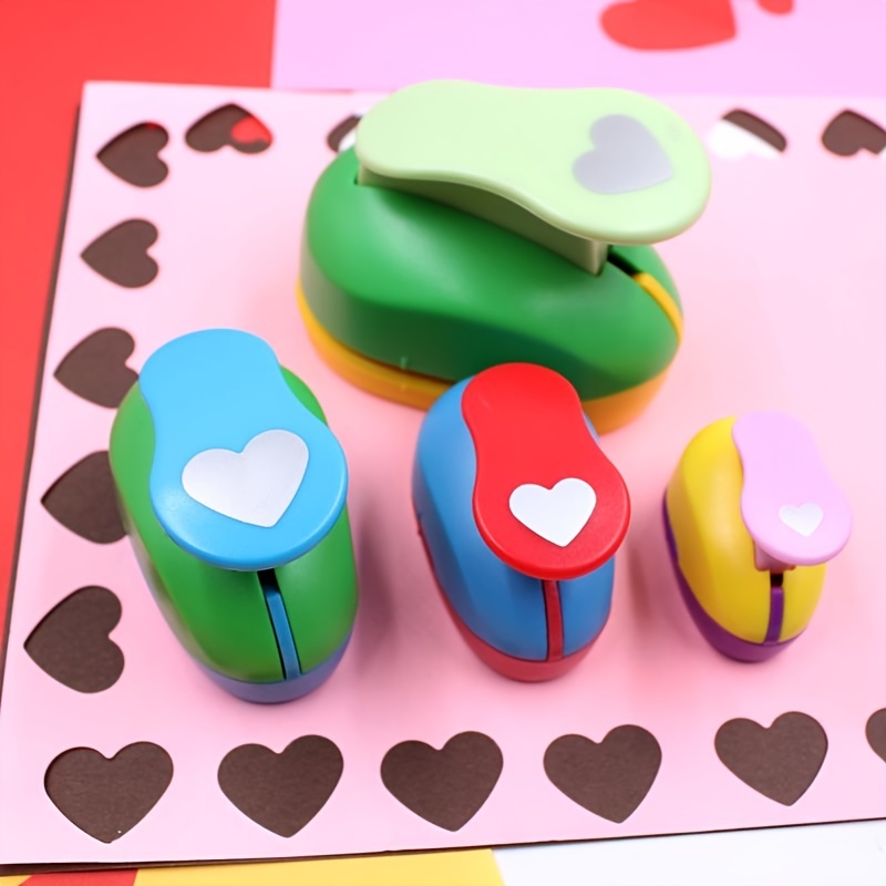 Paper Punch Shapes Craft,1Inch Heart Hole Punch with 10 Pieces Color Craft  Sticker Paper for Kids Handmade Scrapbook (Heart)