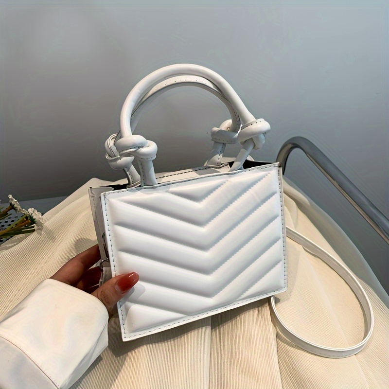Mini Chevron Quilted Crossbody Bag, Trendy Embossed Shoulder Bag