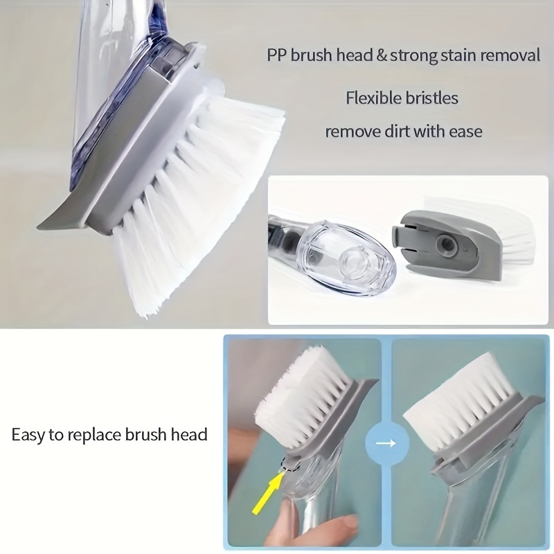 Automatic Liquid Adding Dishwashing Brush With Removable Dispense