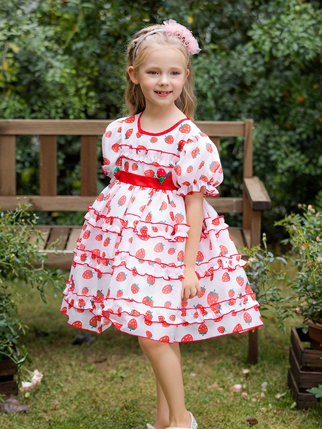 Bambine Carino Vestito Da Principessa Fragola Abito Tutu Gonfio Con Volant  Per Abiti Da Festa In Spiaggia Per Bambini Vestiti Estivi