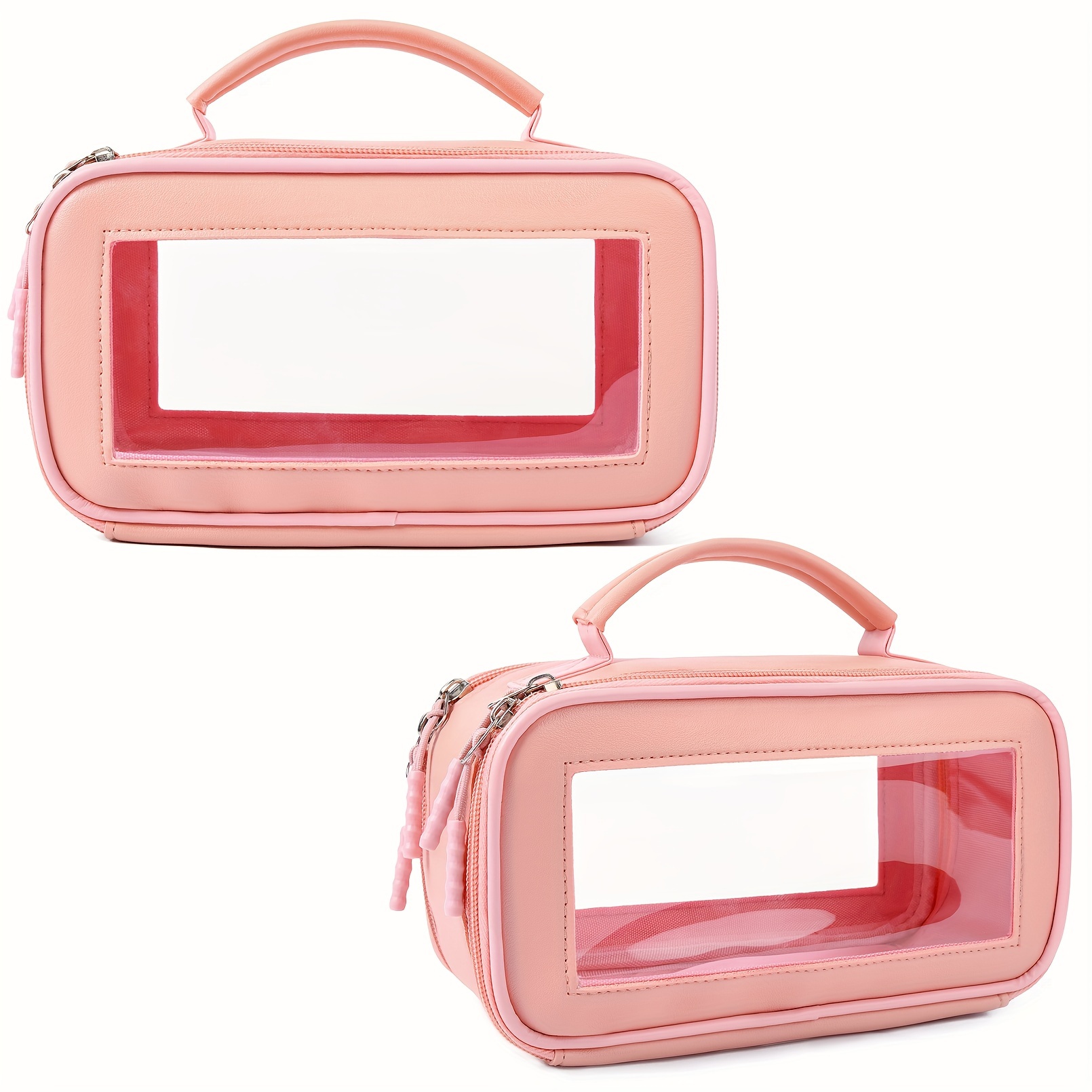 Minimalist Lightweight Makeup Bag For Travel, Versatile Toiletry Wash Bag For Women With Clear Window Valentine's Day gift