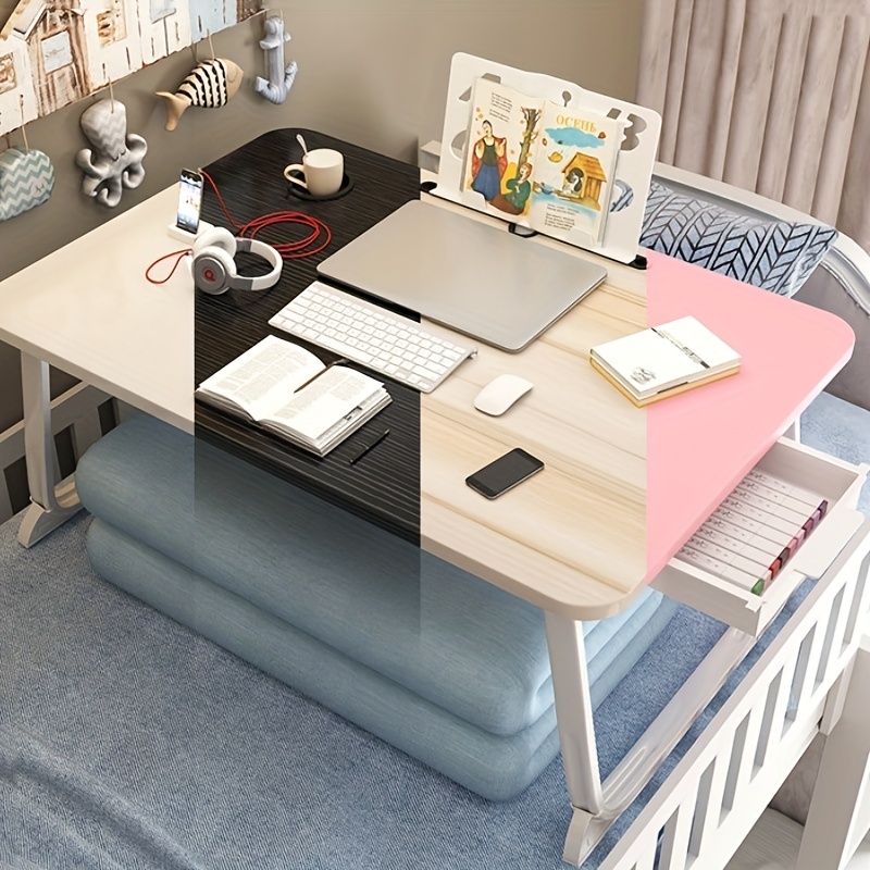 1 X Extra Großer Schreibtisch + Kartensteckplatz + Getränkehalter +  Schublade/klappbarer Studiertisch/Laptoptisch/offictable/fauler Tisch/Bett