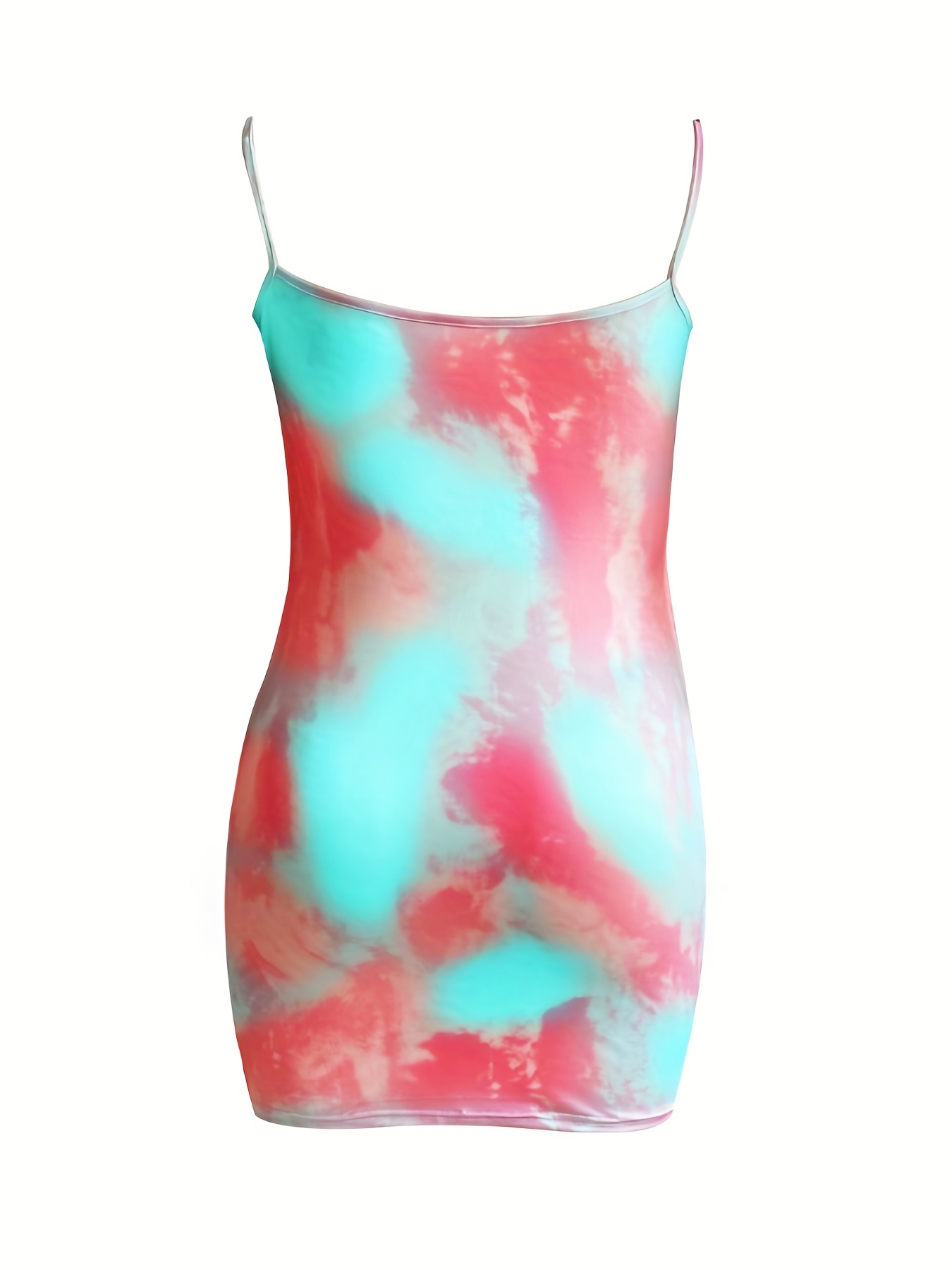 Tie Dye Tie Shoulder Drawstring Mini Cami Dress