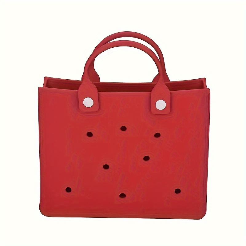 Solid Color Waterproof Beach Bag Portable Handbag For - Temu