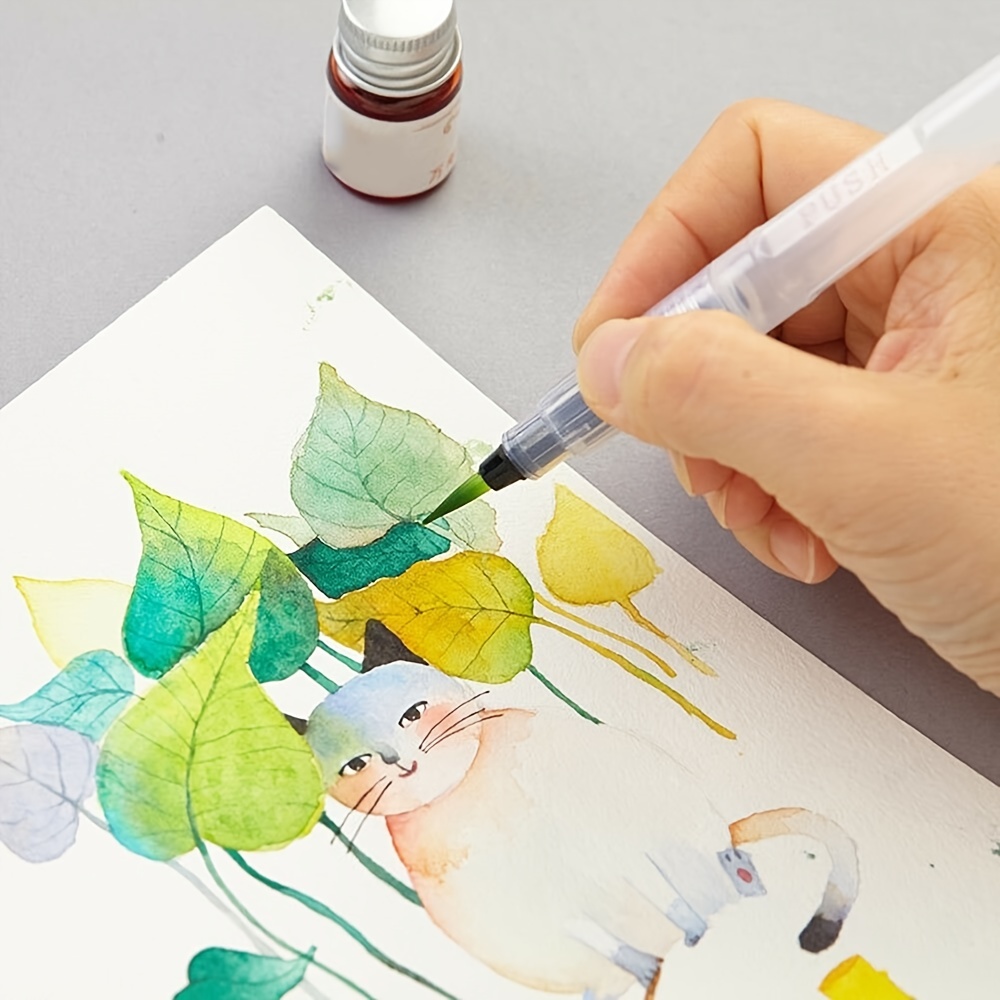  Spec101 Bolígrafos de pincel de color para pintura de acuarela  – 6 marcadores de color de agua recargables de punta plana a fina Aqua  Brush : Arte y Manualidades