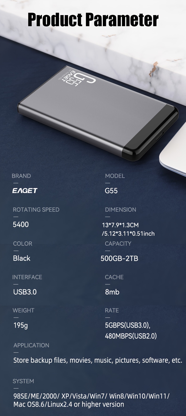 Eaget Portable Hard Drive Disk High Speed Mobile Hard Drive Temu