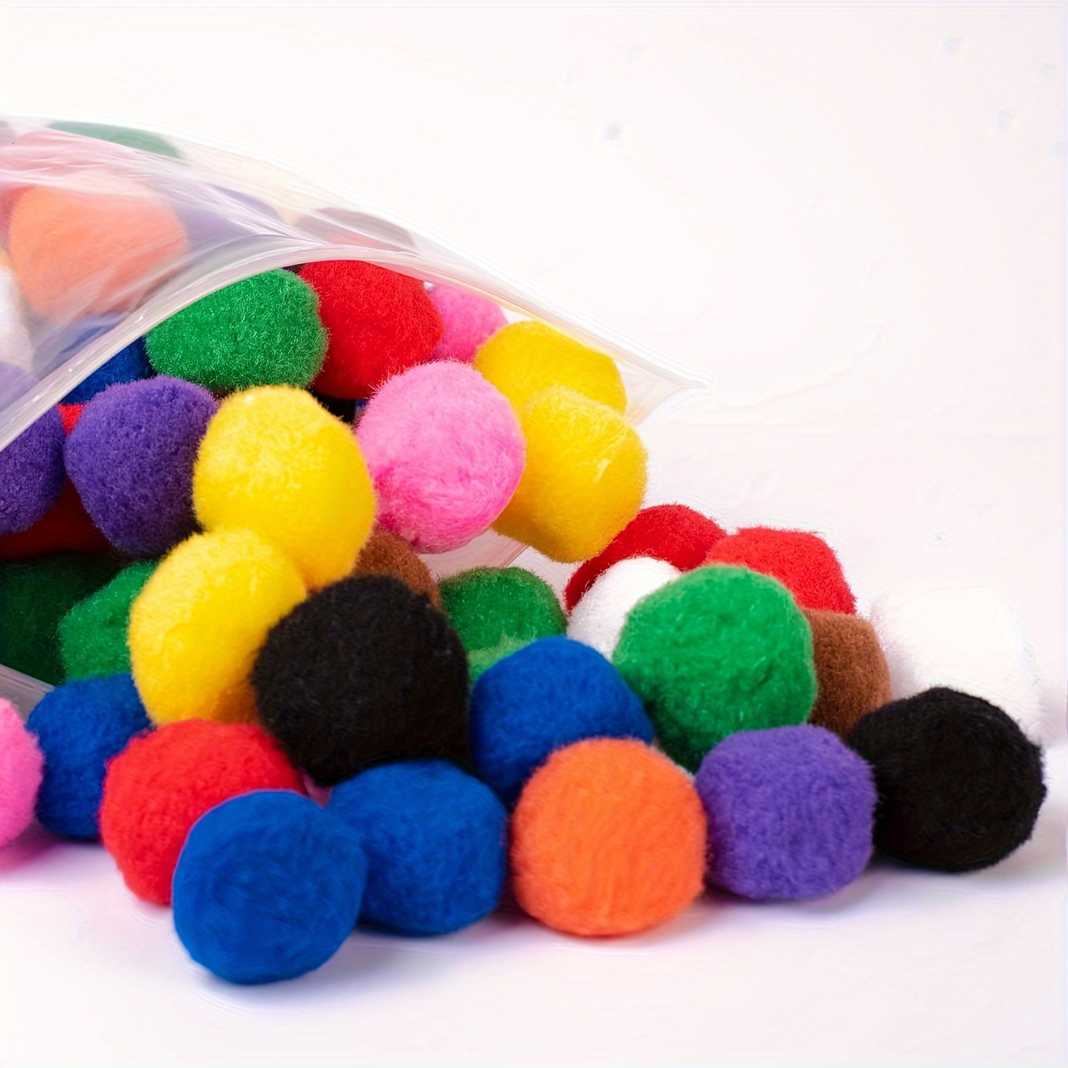 100 Pieces 2cm Assorted Pom Poms, Craft Pom Pom Balls, Colorful Pompoms for DIY Creative Crafts Decorations Craft Project (08)