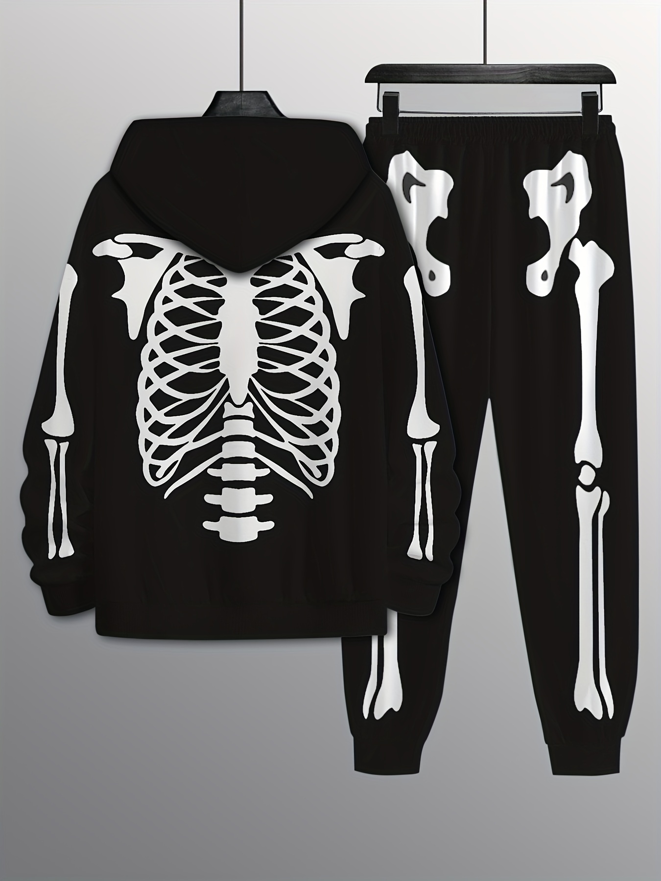 Halloween Plus Size Men s Skeleton Print Hooded Sweatshirt Temu