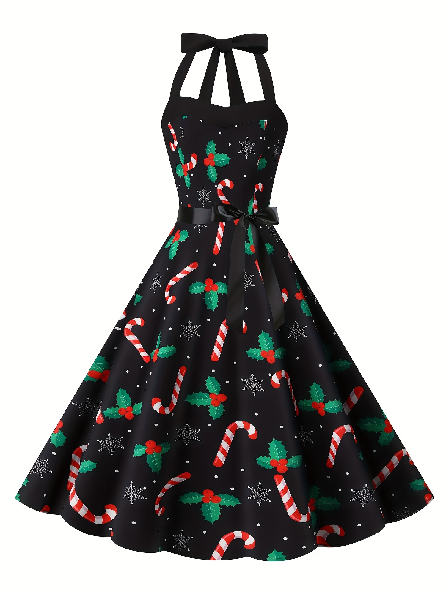 christmas print dress vintage aline swing - Temu Morocco